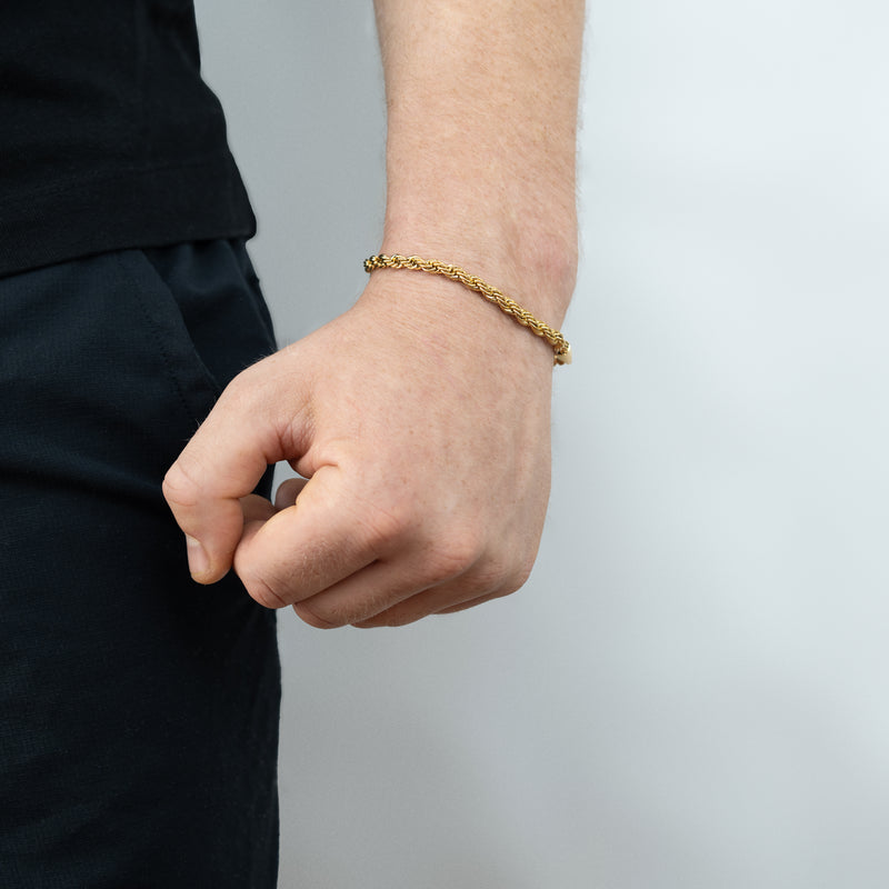 Rope armbånd 18K guldbelagt 5mm model 2