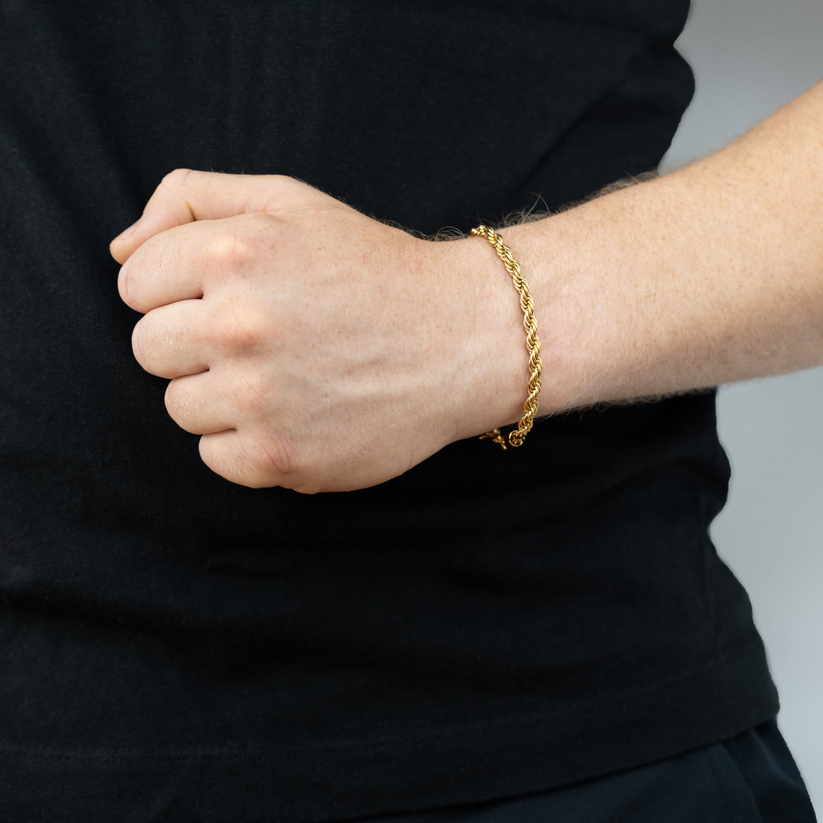 Rope armbånd 18K guldbelagt 5mm model 1