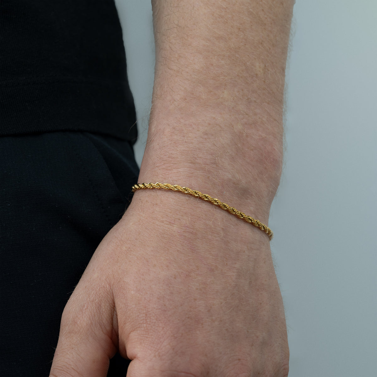 Rope halskæde 3 mm 18K Guldbelagt armbånd model 1