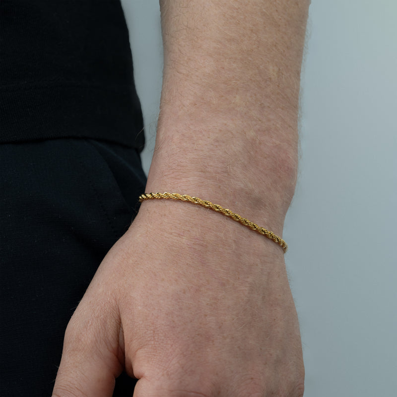 Rope halskæde 3 mm 18K Guldbelagt armbånd model 1