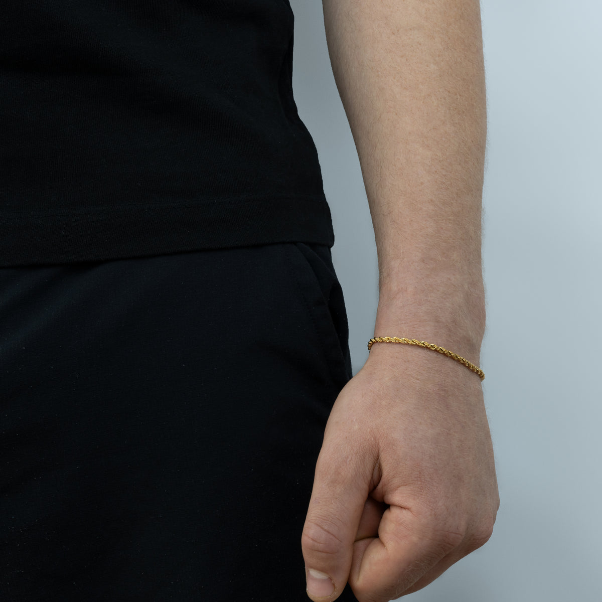 Rope halskæde 3 mm 18K Guldbelagt armbånd model 2