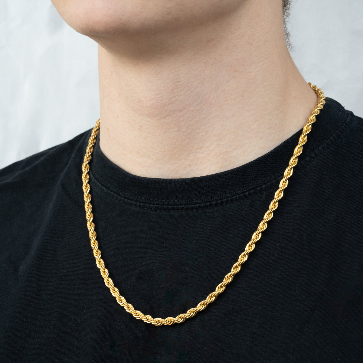 Rope halskæde 5mm 18K Guldbelagt model 2
