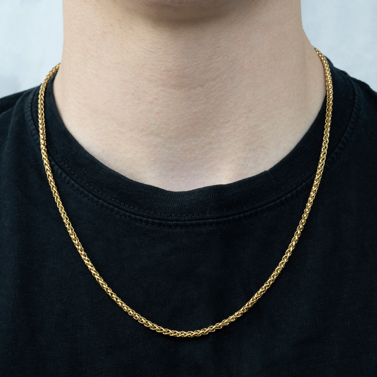 Wheat 3mm halskæde 18K Guldbelagt model 1