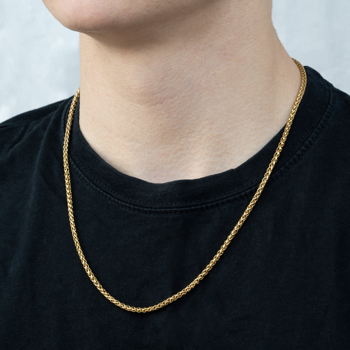 Wheat halskæde 3mm 18K Guldbelagt model 2