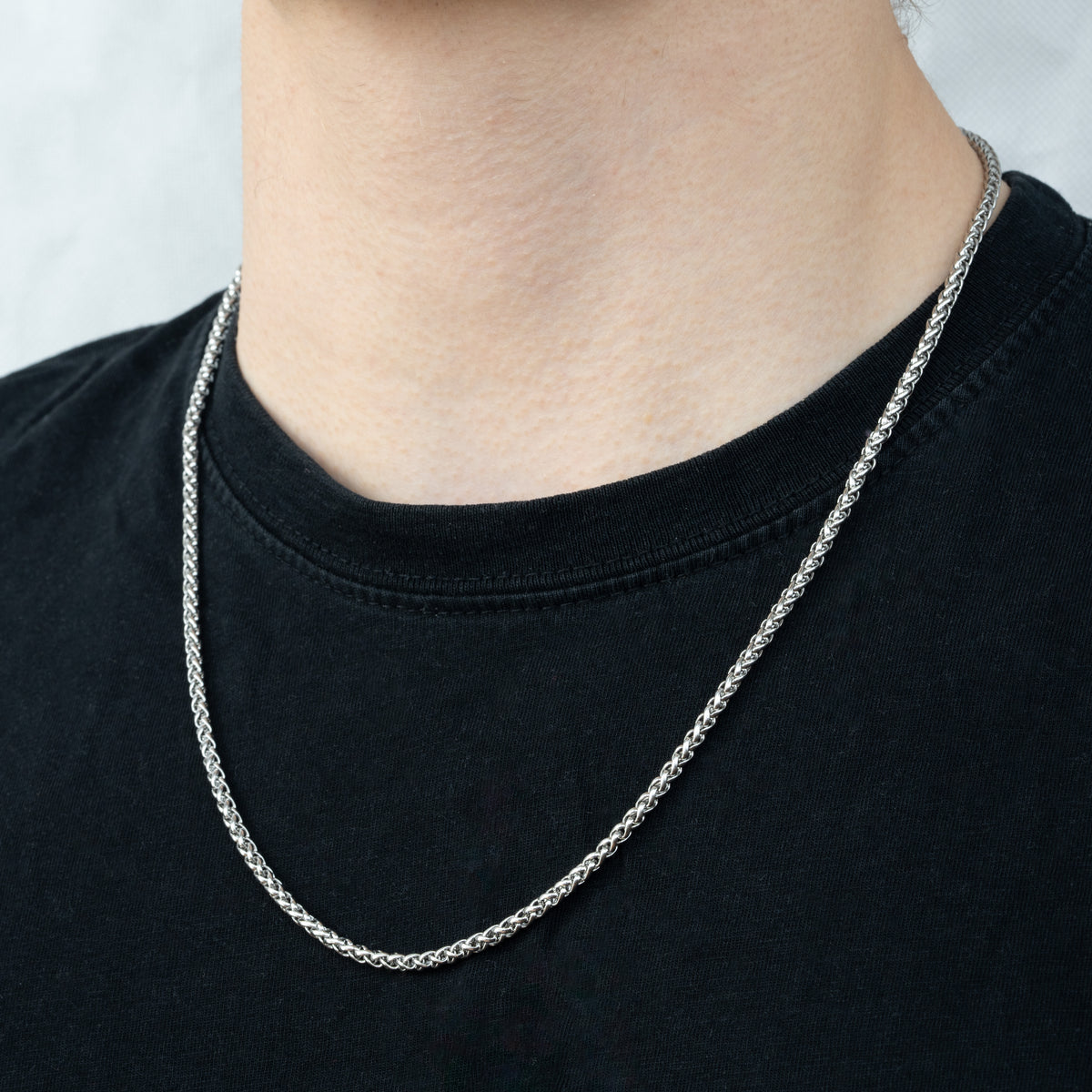 Wheat halskæde 3mm sølvbelagt model 2